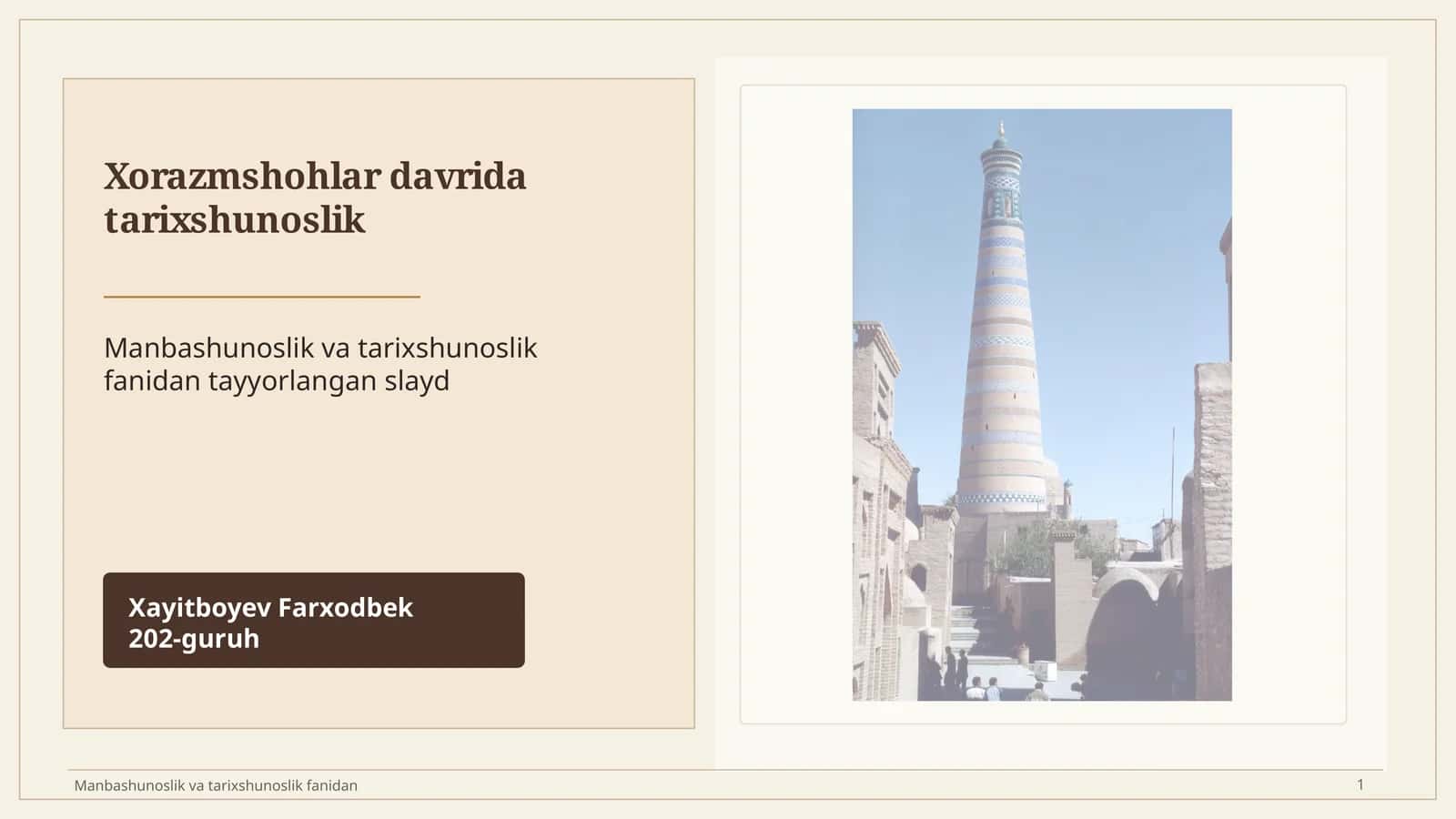 Xorazmshohlar davrida tarixshunoslik 1