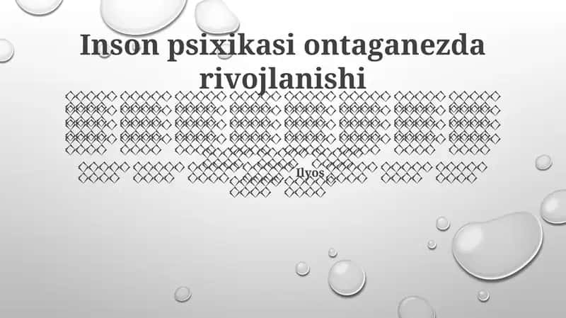 Inson psixikasi ontaganezda rivojlanishi 1
