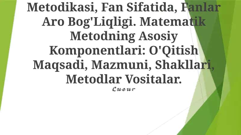 Boshlang'Ich Sinflarda Matematika O'Qitish Metodikasi 1