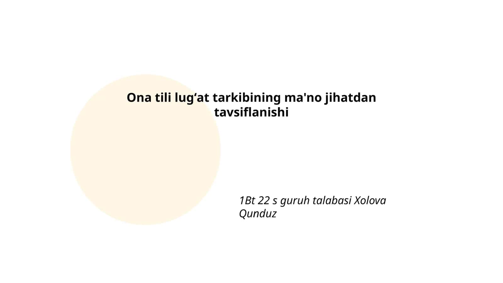 Ona tili lugʻat tarkibining ma'no jihatdan tavsiflanishi 1