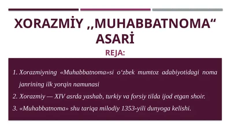 Xorazmiy Muhabbatnoma 1