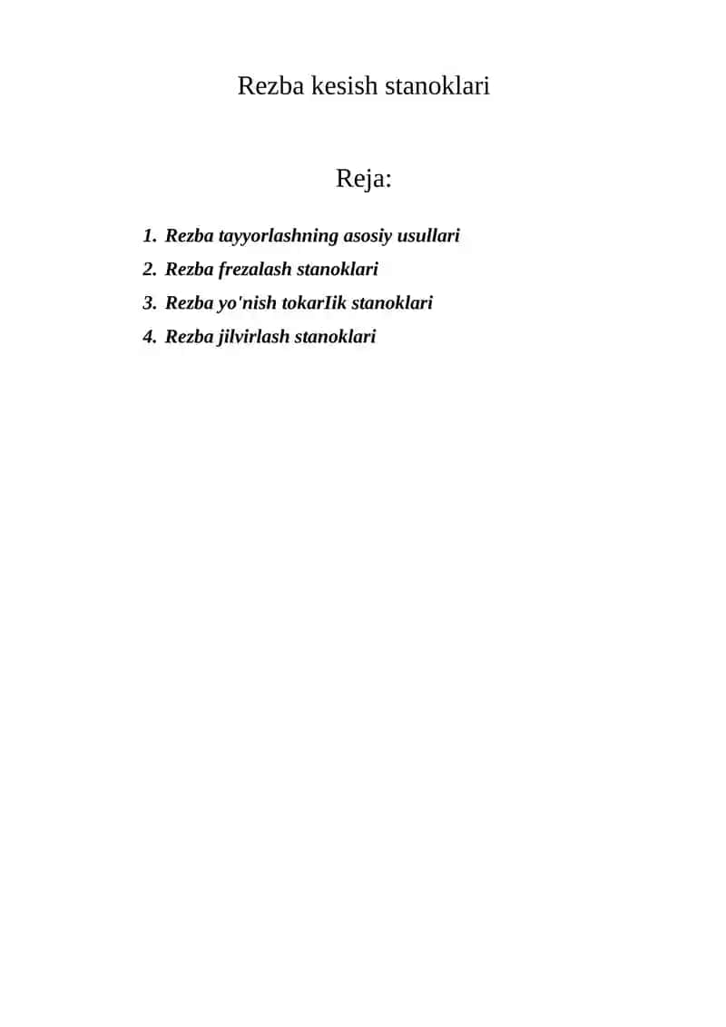 Rezba kesish stanoklari