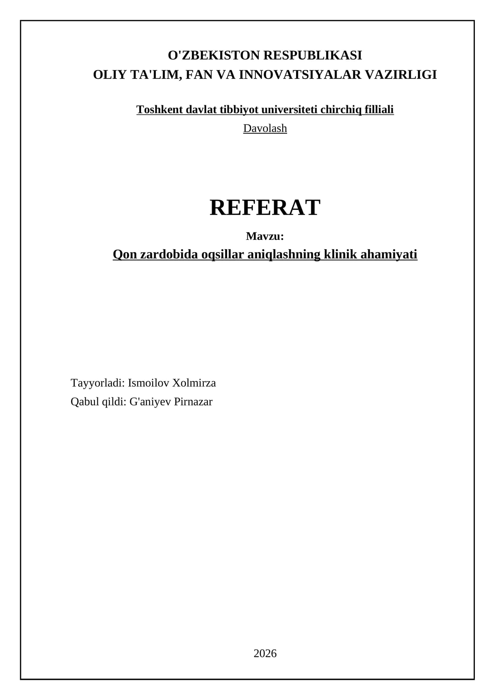 Qon zardobida oqsillar aniqlashning klinik ahamiyati 1