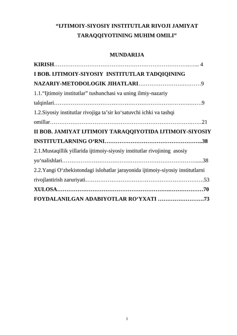 IJTIMOIY-SIYOSIY INSTITUTLAR RIVOJI JAMIYAT TARAQQIYOTINING MUHIM OMILI 1