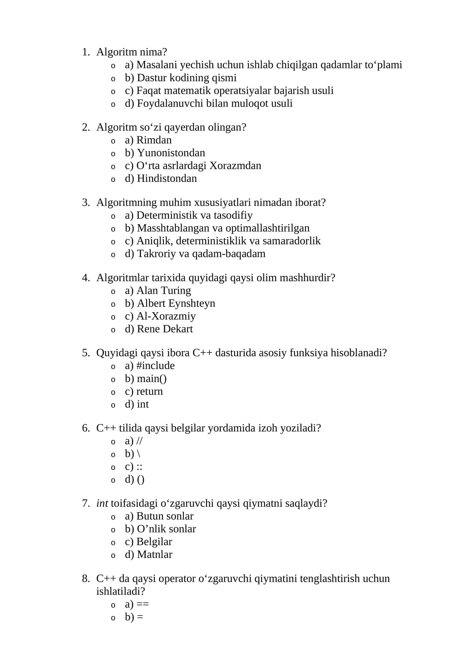 Algoritmning Tushunchasi 1