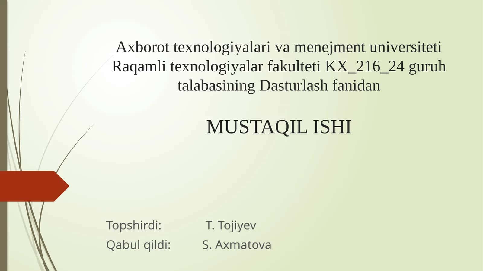 Fayllar bilanishlash(faylyaratish,o’qish,yozish) 1