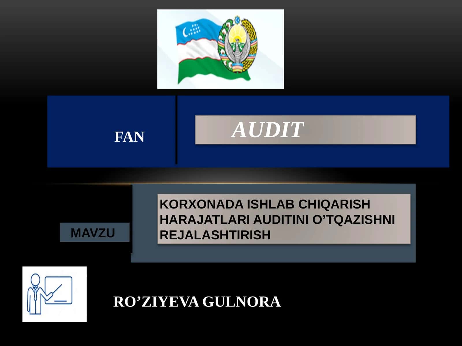 KORXONADA ISHLAB CHIQARISH HARAJATLARI AUDITINI O’TQAZISHNI REJALASHTIRISH 1