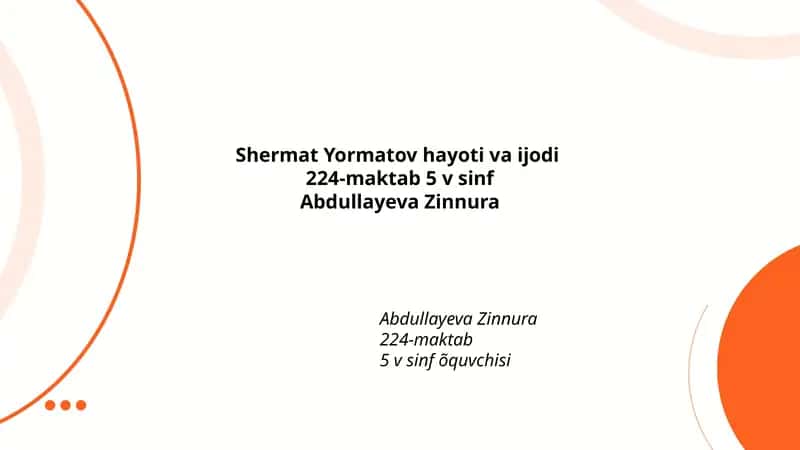 Shermat Yormatov hayoti va ijodi 1