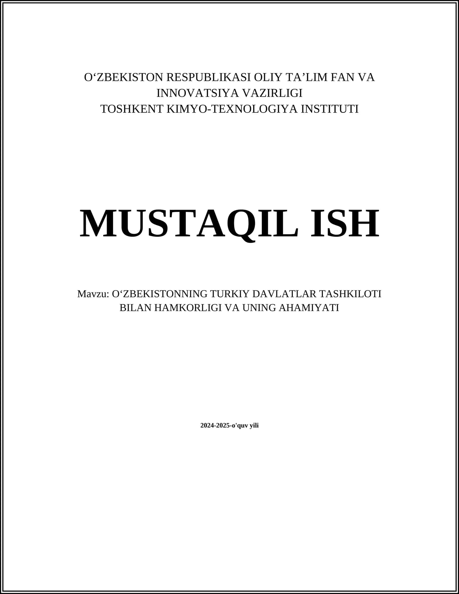 OʻZBEKISTONNING TURKIY DAVLATLAR TASHKILOTI BILAN HAMKORLIGI VA UNING AHAMIYATI 1