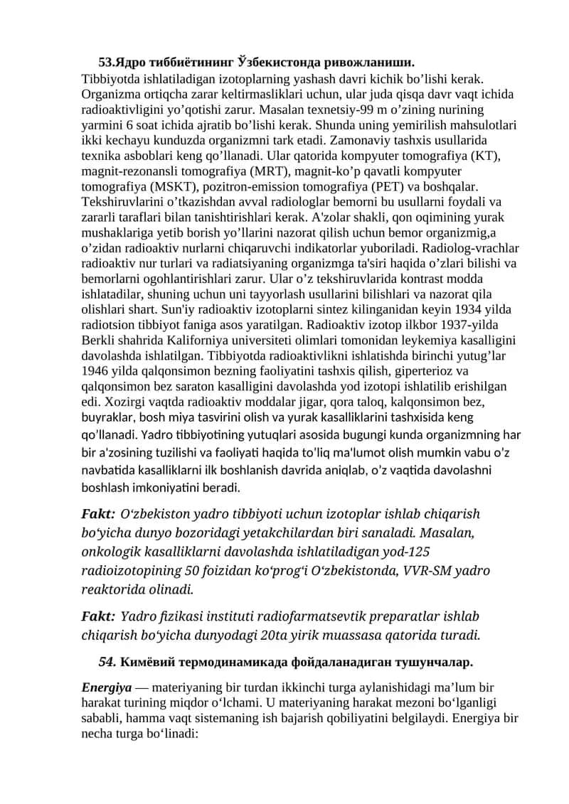 Tibbiyotda ishlatiladigan izotoplarning yashash davri 1