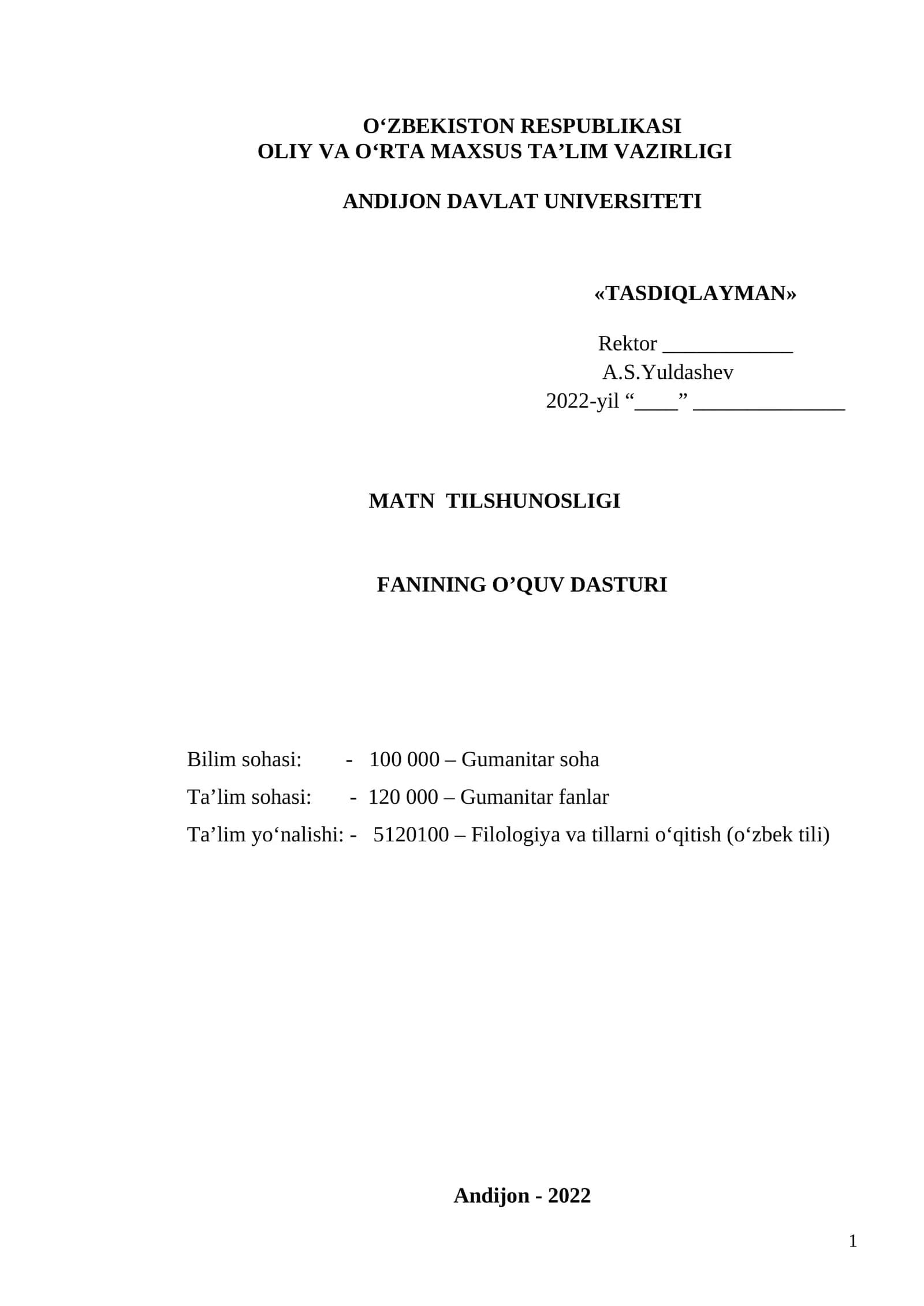 MATN TILSHUNOSLIGI 1