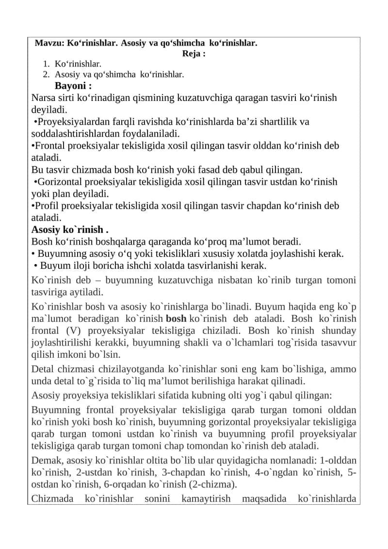 Ko‘rinishlar va Tasvirlar 1