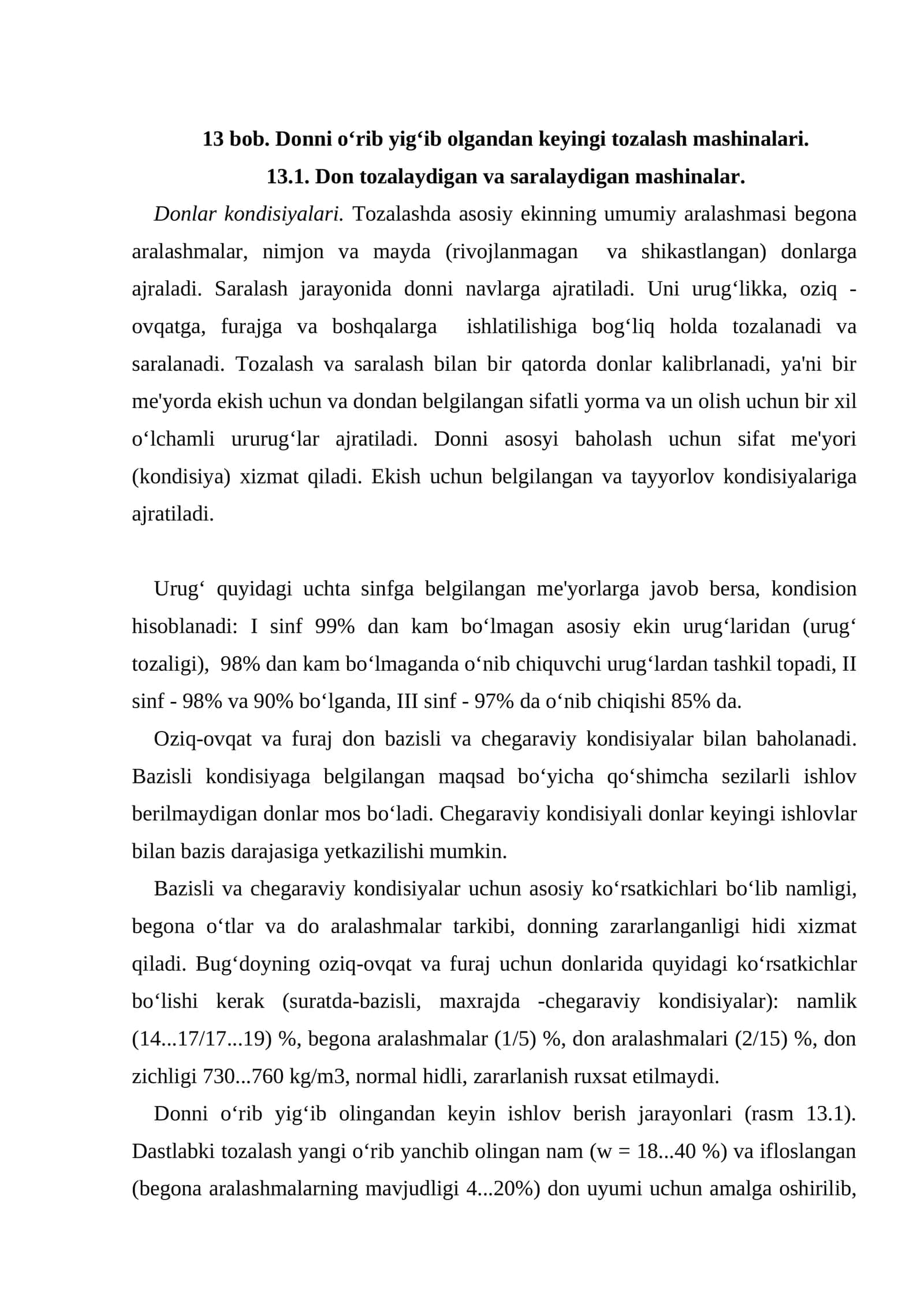 Donni o‘rib yig‘ib olgandan keyingi tozalash mashinalari 1