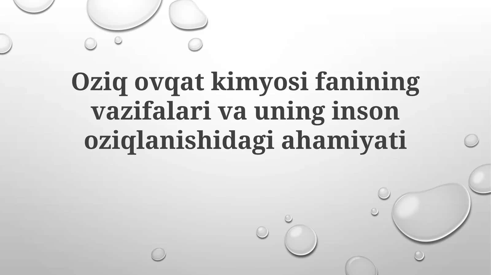 Oziq-ovqat kimyosi va oziqlanishi 1