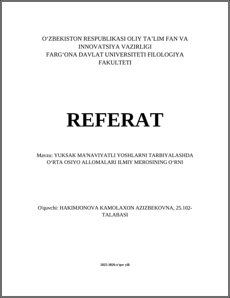 Oʻrta Osiyo Allomalari Ilmiy Merosi 1