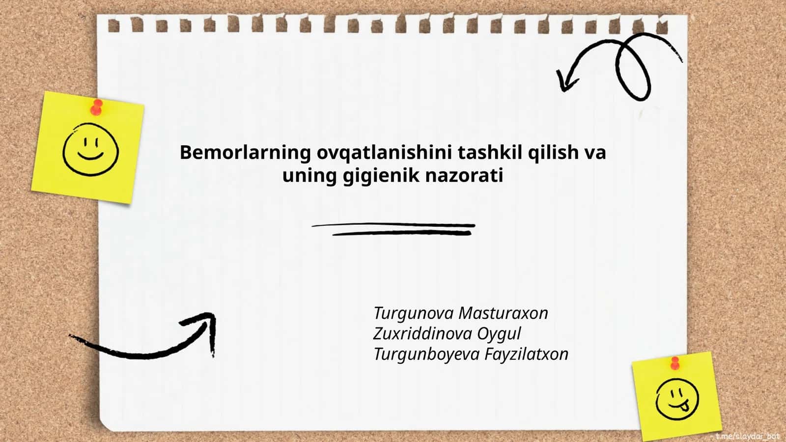 Bemorlarning ovqatlanishini tashkil qilish va uning gigienik nazorati 1