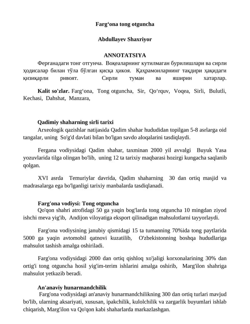 Farg'ona tong otguncha 1