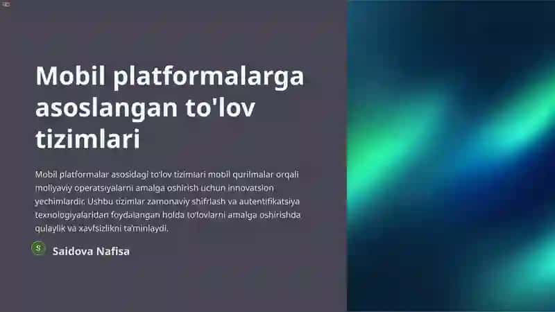 Mobil platformalarga asoslangan to'lov tizimlari