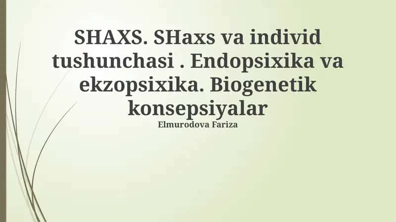 Shaxs va individ tushunchasi 1