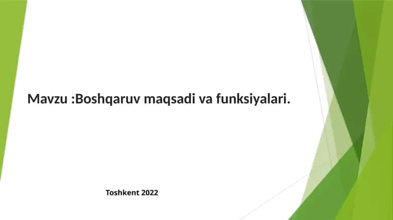 Boshqaruv maqsadi va funksiyalari 1
