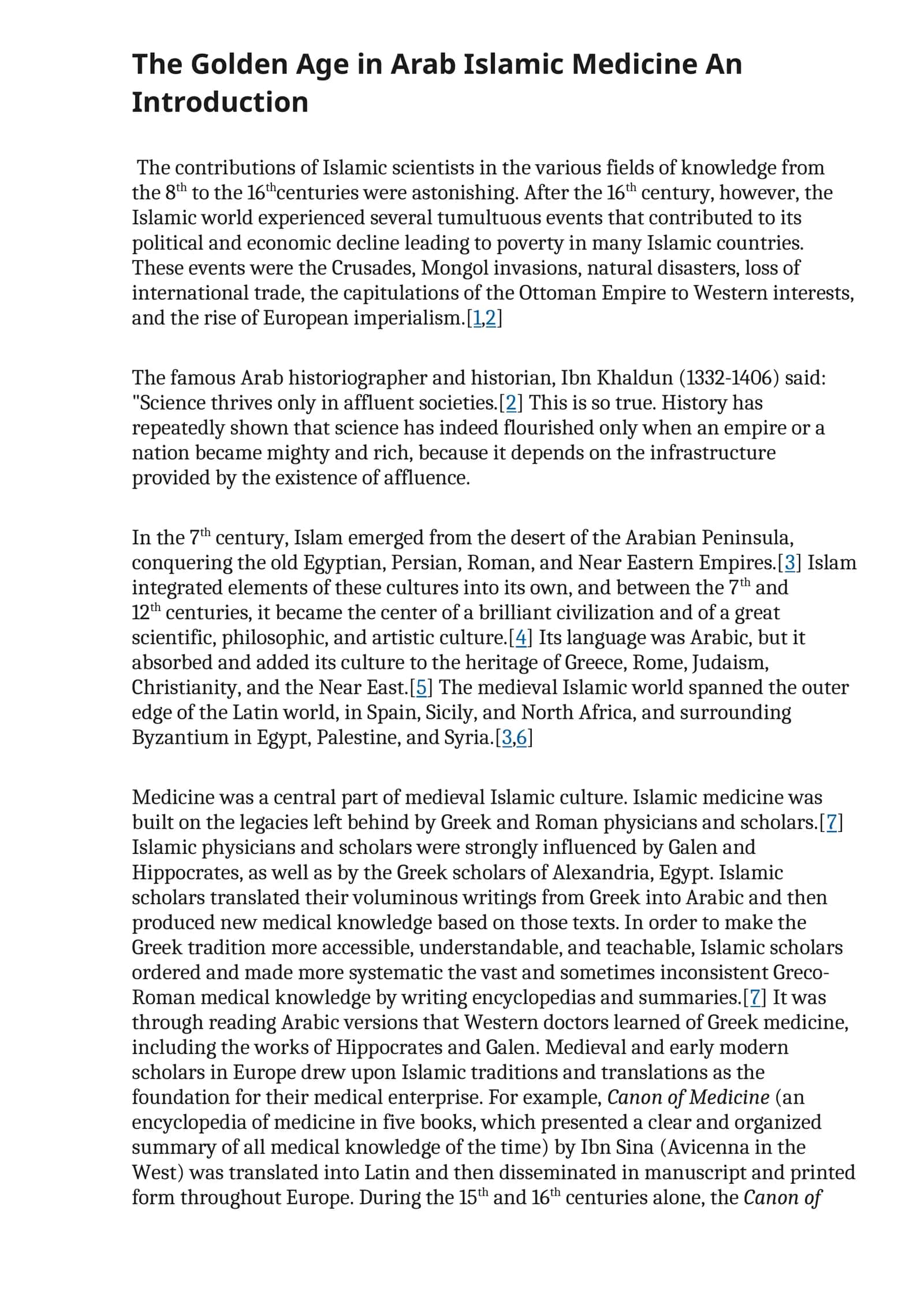 The Golden Age in Arab Islamic Medicine An Introduction 1