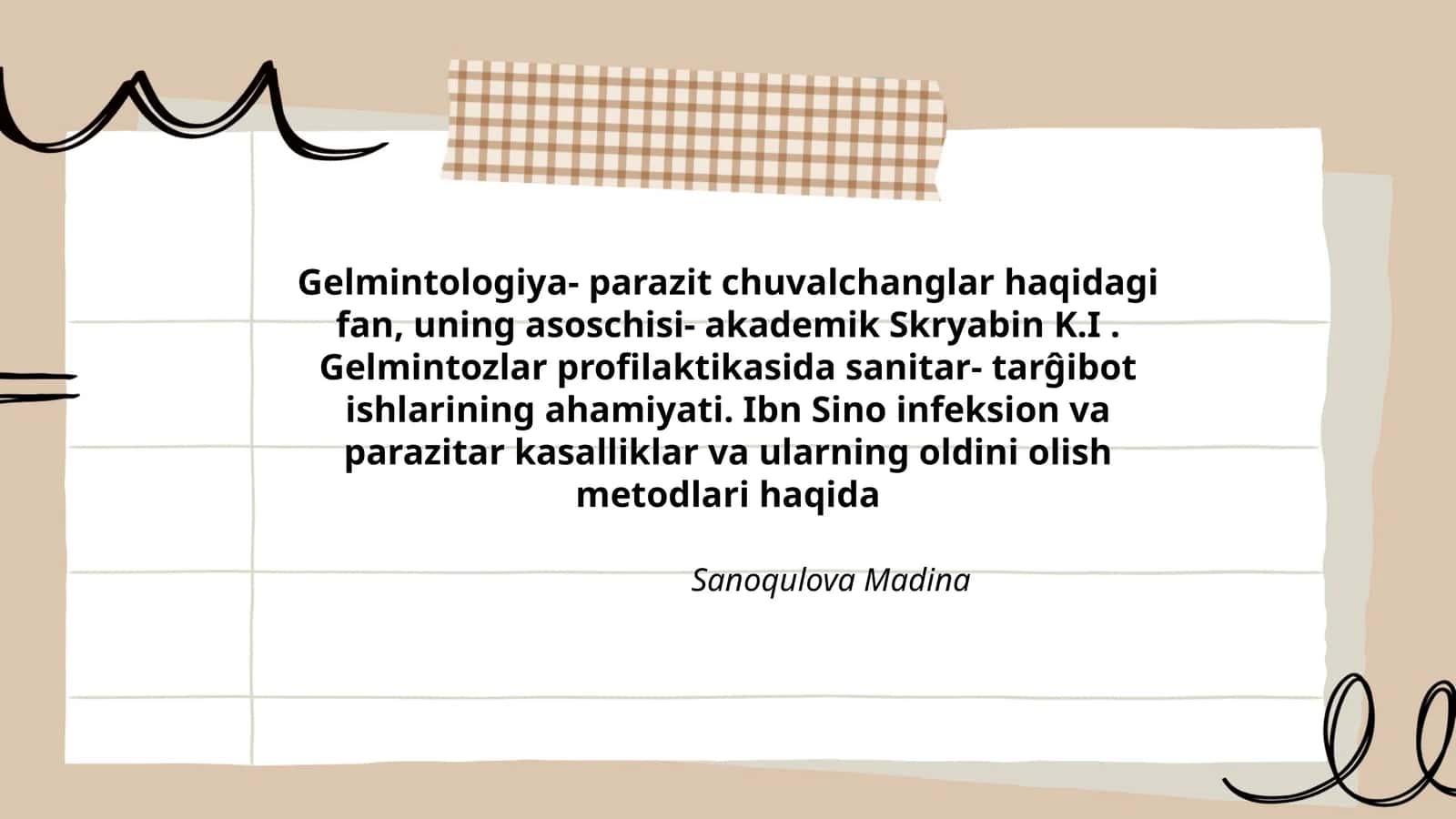Gelmintologiya- parazit chuvalchanglar haqidagi fan 1