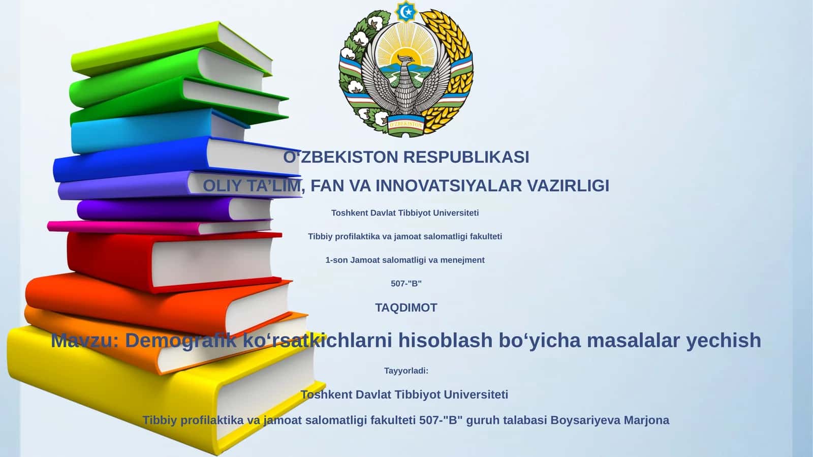 Demografik koʻrsatkichlarni hisoblash boʻyicha masalalar yechish 1