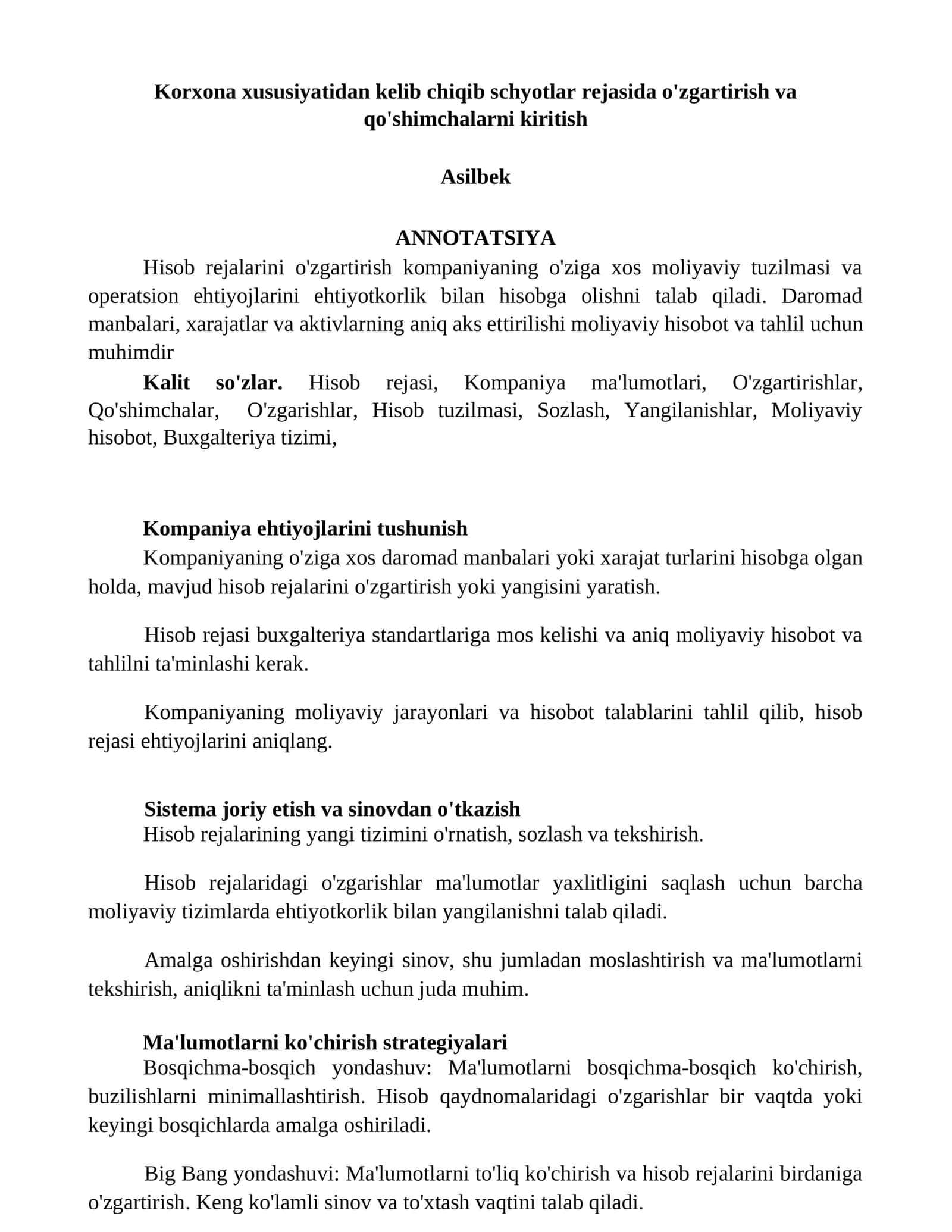 Hisob rejalarini o'zgartirish kompaniyalari 1