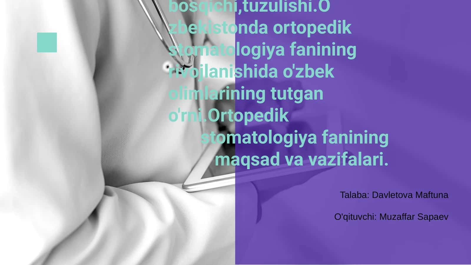 Ortopedik stomatologiya fanining-rivojlanish 1