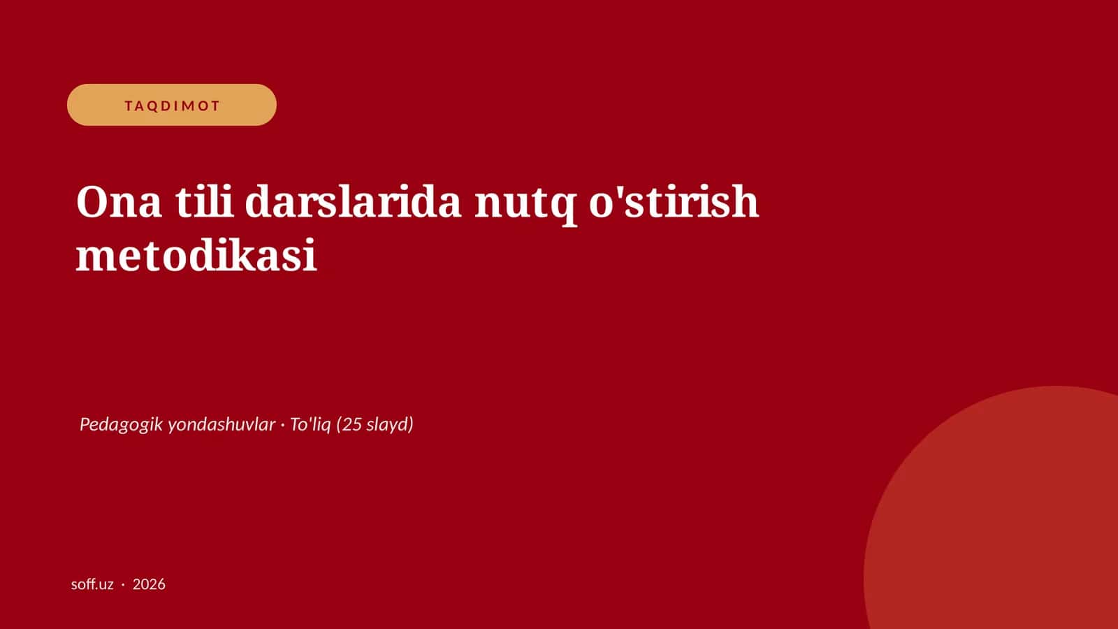 Ona tili darslarida nutq o'stirish metodikasi 1