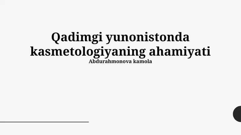 Qadimgi Yunonistonda kosmetologiyaning ahamiyati 1