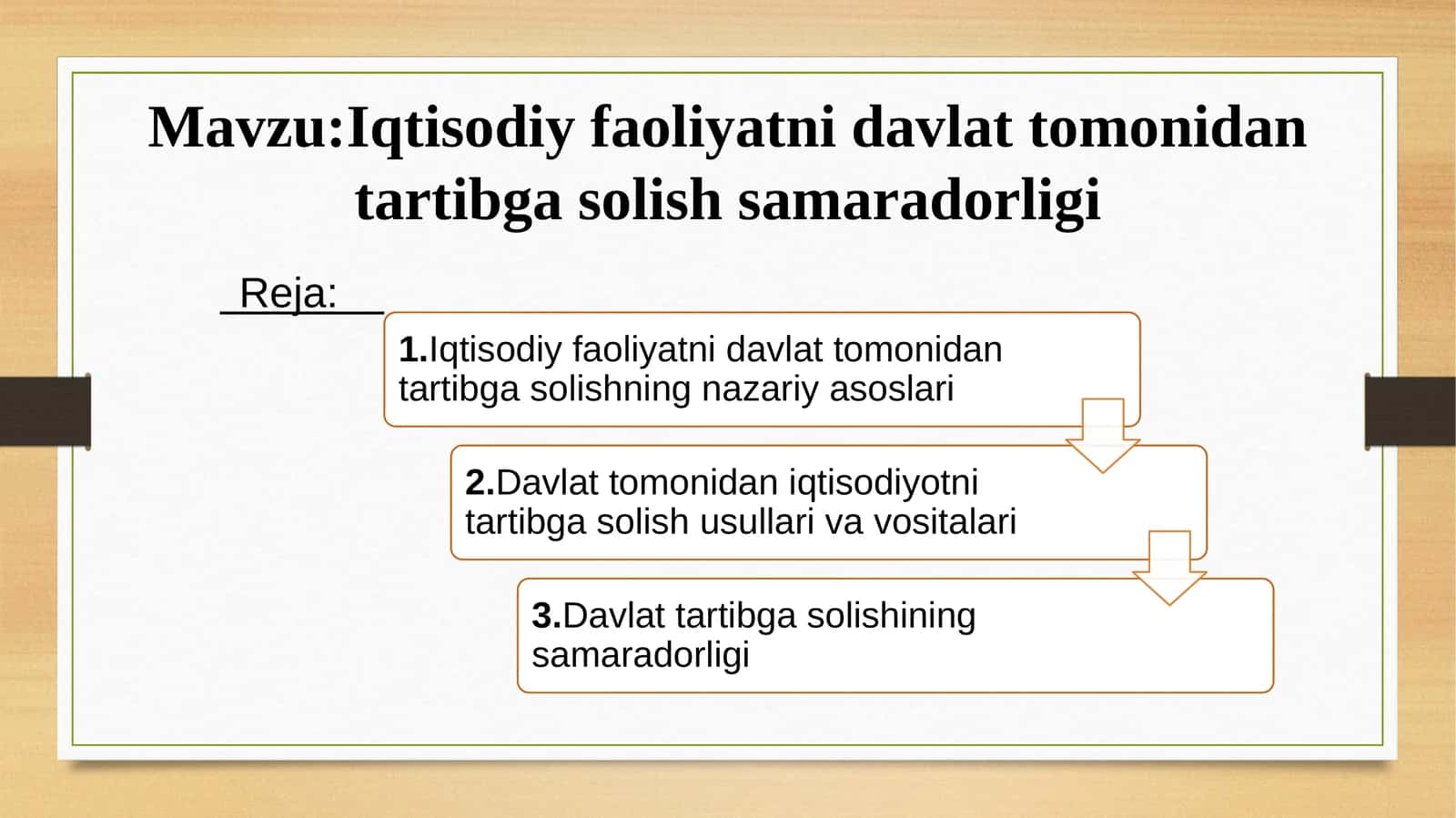 Iqtisodiy faoliyatni davlat tomonidan tartibga solish samaradorligi 1
