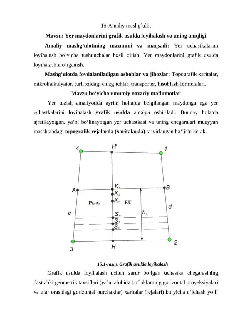 Yer maydonlarini grafik usulda loyihalash va uning aniqligi 1