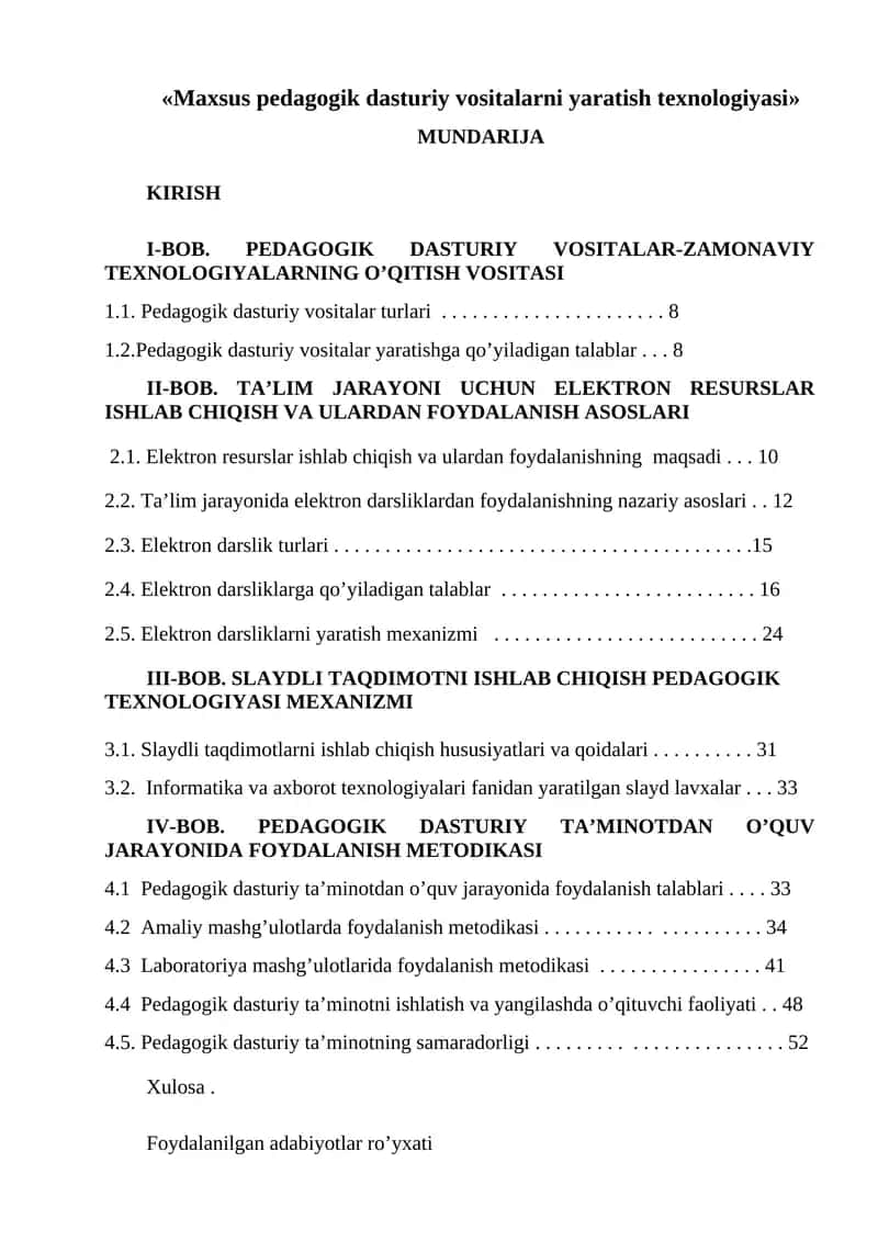 Maxsus pedagogik dasturiy vositalarni yaratish texnologiyasi 1