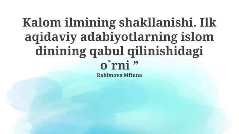 Ilm shakllanishi 1