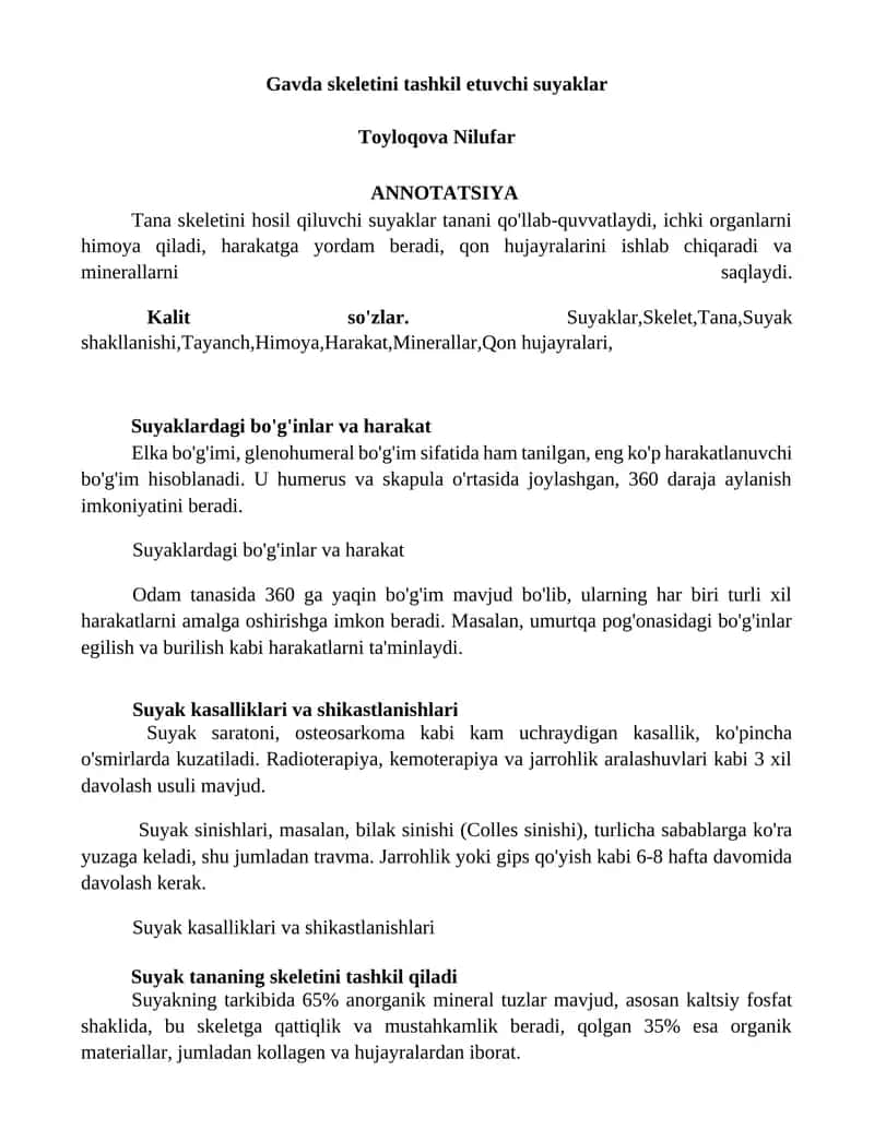 Gavda skeletini tashkil etuvchi suyaklar 1