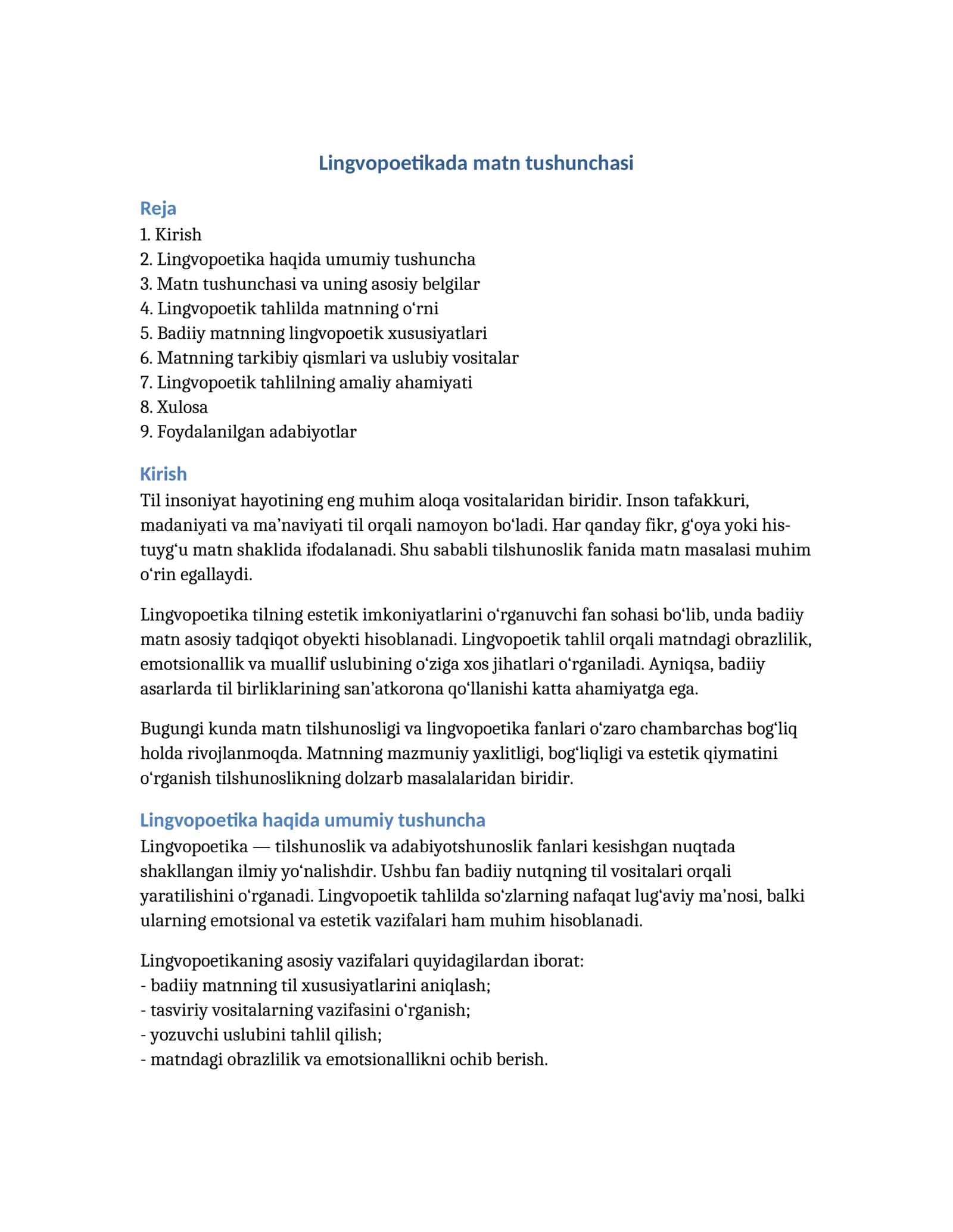 Lingvopoetikada matn tushunchasi 1