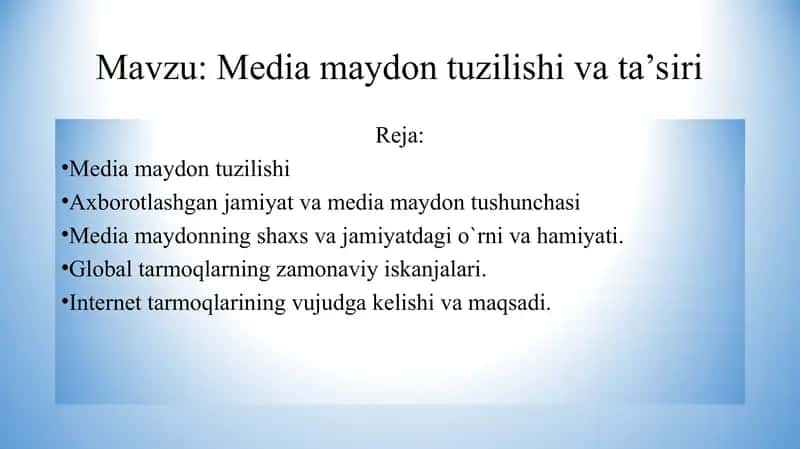 Media maydon tuzilishi va ta’siri 1