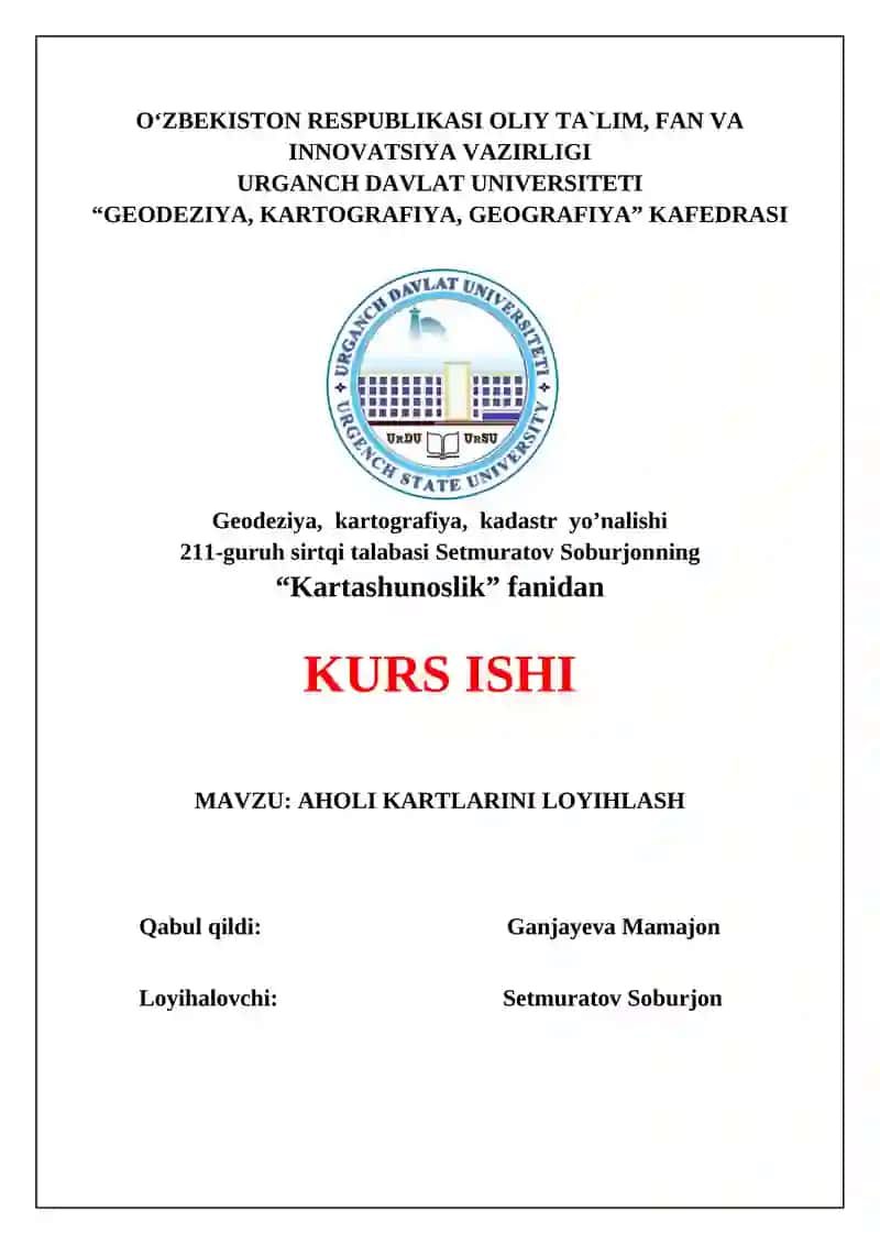 AHOLI KARTLARINI LOYIHLASH 1