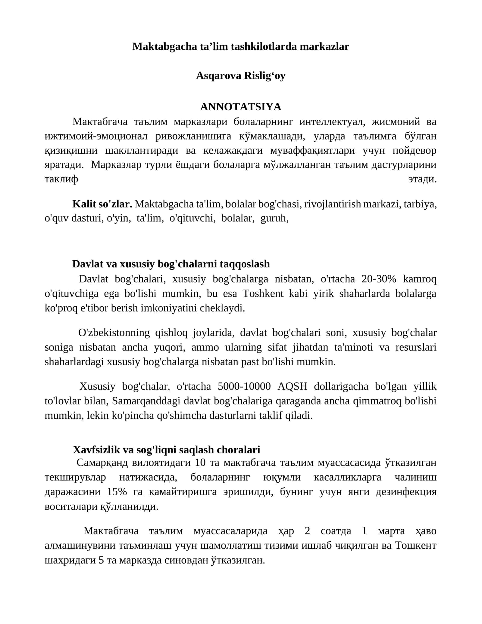 Maktabgacha taʼlim tashkilotlarda markazlar 1