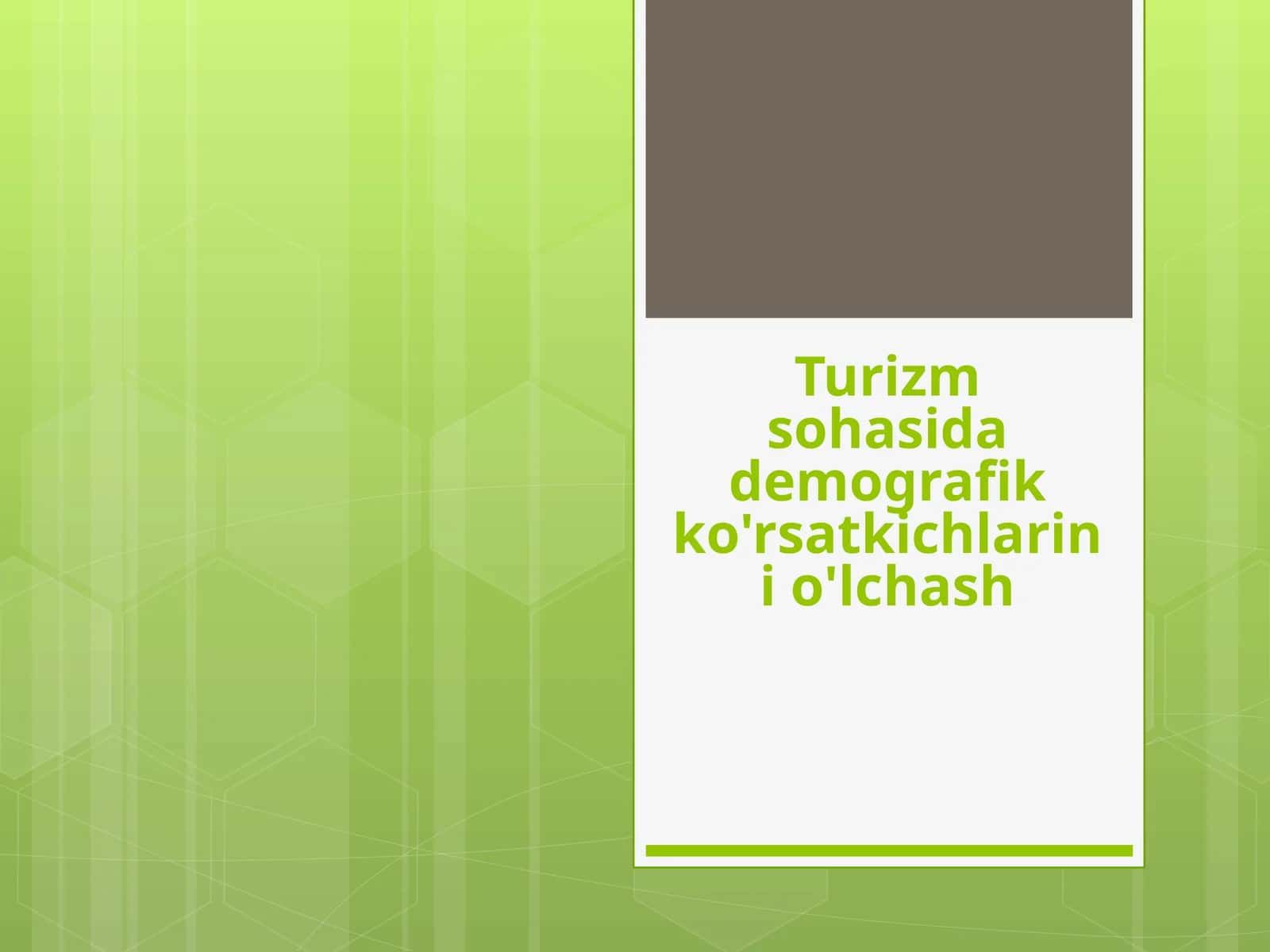 Turizm sohasida demografik ko'rsatkichlarini o'lchash 1