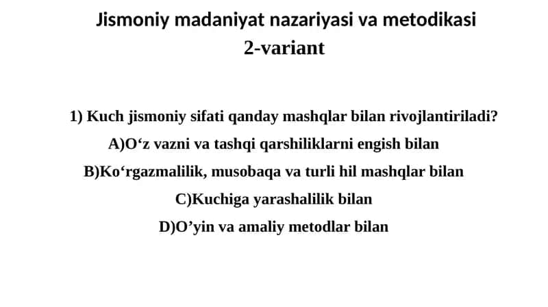 Jismoniymadaniyat nazariyasi va metodikasi 1