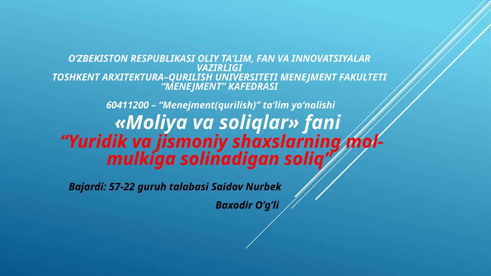 Yuridik va jismoniy shaxslarning mol-mulkiga solinadigan soliq 1