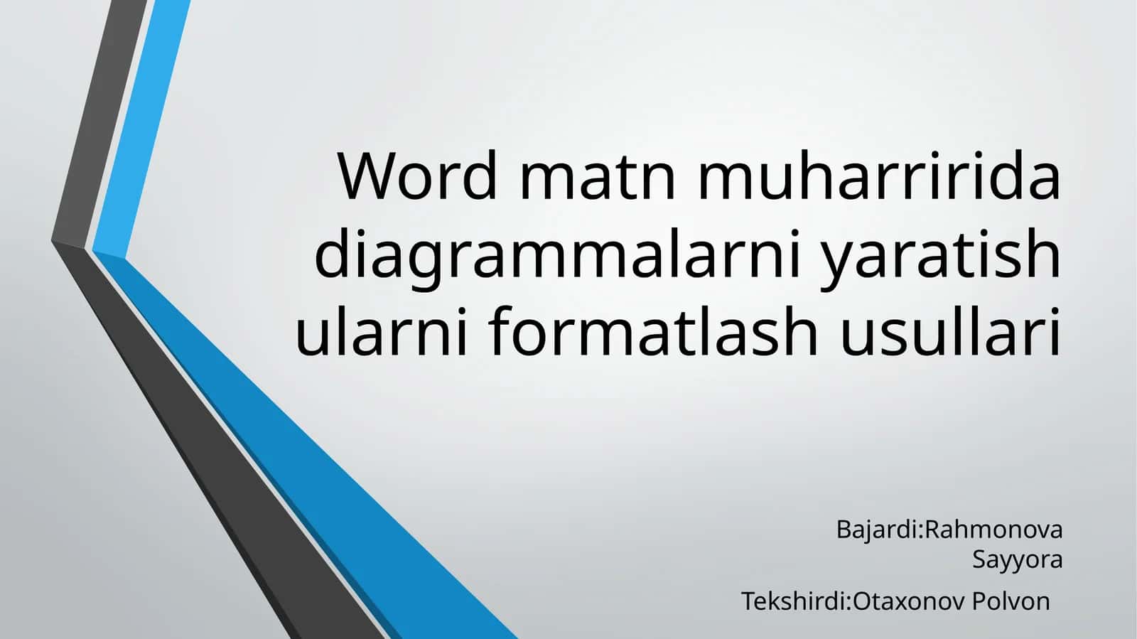Word matn muharririda diagrammalarni yaratish va ularni formatlash usullari 1
