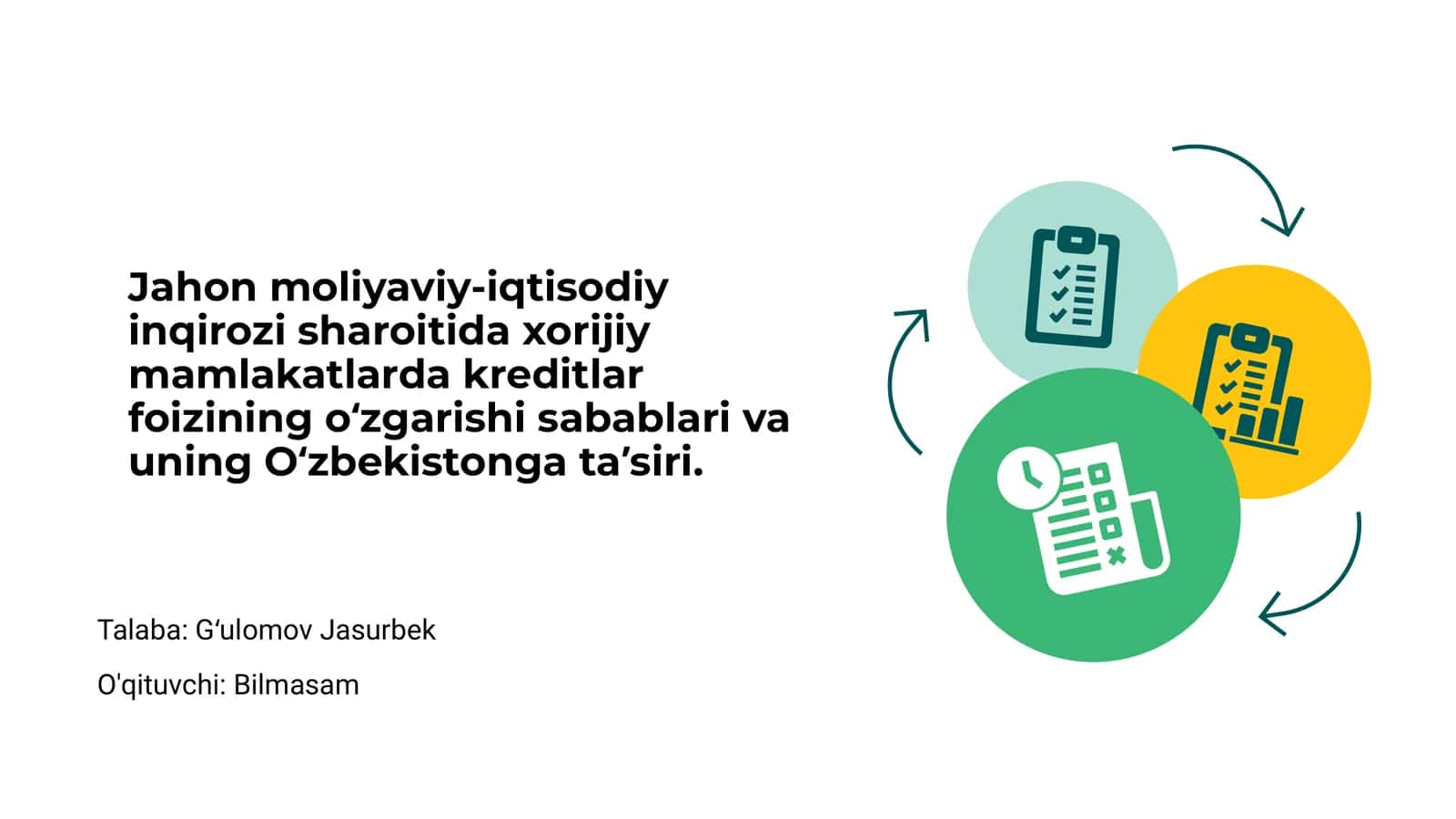 Jahon moliyaviy inqirozi sharoitida xorijiy mamlakatlarda kreditlar foizining oʻzgarishi sabablari va uning Oʻzbekistonga taʼsiri 1