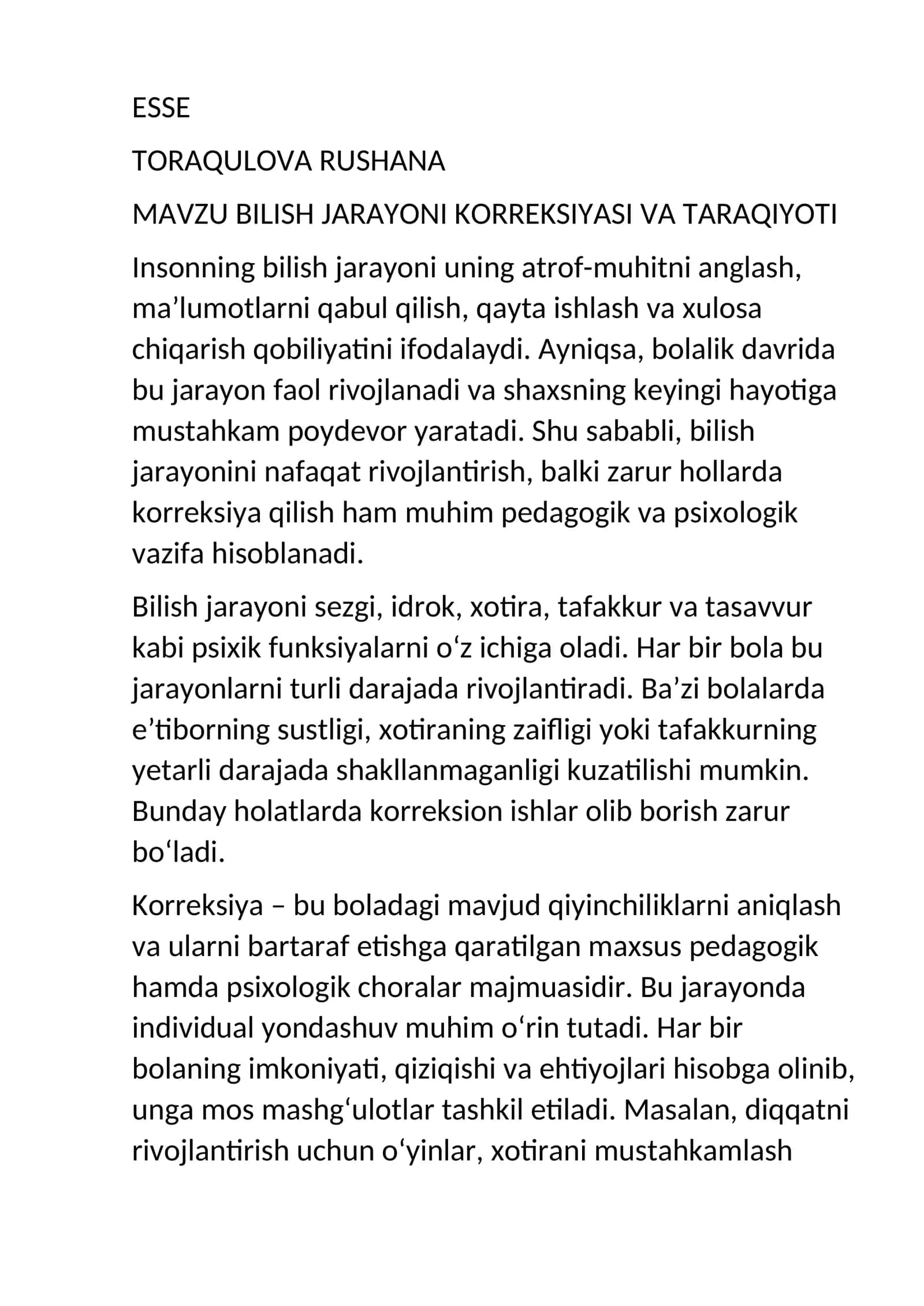 MAVZU BILISH JARAYONI KORREKSIYASI VA TARAQIYOTI 1