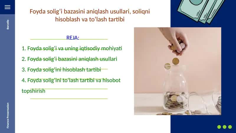 Foyda solig‘i bazasini aniqlash usullari, soliqni hisoblash va to‘lash tartibi 1