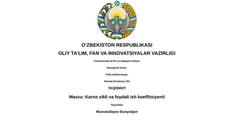 Karno sikli va foydali ish koeffitsiyenti 1