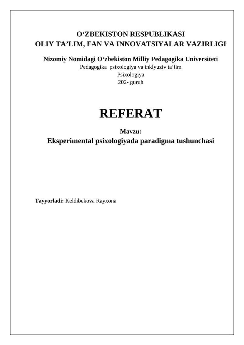 Eksperimental psixologiyada paradigma tushunchasi 1
