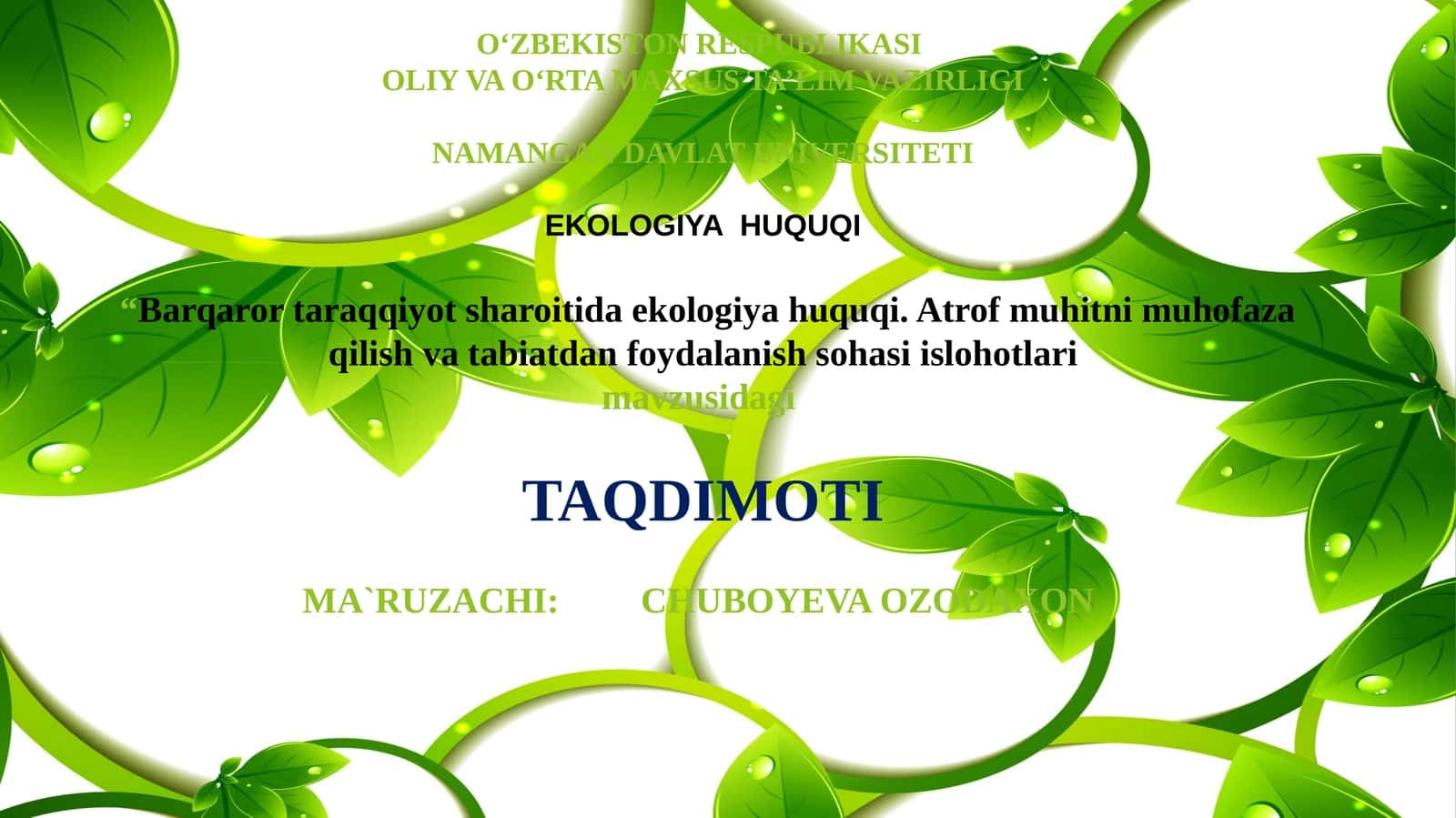 Barqarortaraqqiyot sharoiti 1